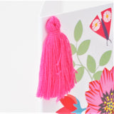 Welsh Mother's Day Card, Sul y Mamau Hapus, Flowers & Peas, Tassel Embellished