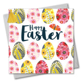 Easter Card, Rows of Eggs, Happy Easter, Embellished with a colourful tassel
