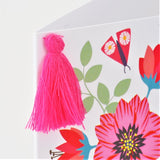 Mother's Day Card, Flowers & Peas, Embellished with a colourful tassel