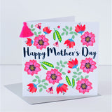 Mother's Day Card, Flowers & Peas, Embellished with a colourful tassel