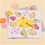 Welsh Easter Card, Pasg Hapus, Daffodils, Embellished with a colourful tassel