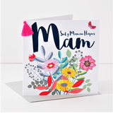 Welsh Mother's Day Card, Sul y Mamau Hapus Mam, Bouquet, Mum, Tassel Embellished