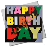 Birthday Card, Happy Birthday to you, Block of letters, with gold foil