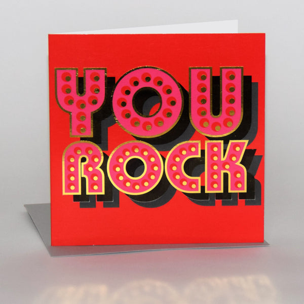 Valentine's Day Card, You Rock, text foiled in shiny gold