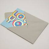 Valentine's Day Card, Love You, text foiled in shiny gold