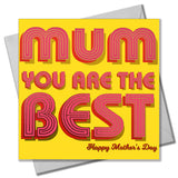 Mother's Day Card, Best Mum, text foiled in shiny gold
