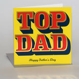 Father's Day Card, Top Dad, text foiled in shiny gold