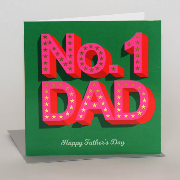 Father's Day Card, No. 1 Dad, text foiled in shiny gold