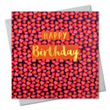 Birthday Card, Pink Shapes, Happy Birthday, text foiled in shiny gold