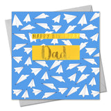 Birthday Card, Dad Paper Planes, Happy Birthday Dad, text foiled in shiny gold