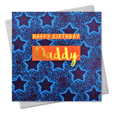 Birthday Card, Daddy Blue Stars, Happy Birthday Daddy, text foiled in shiny gold