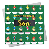 Birthday Card, Son Footballers, Happy Birthday Son, text foiled in shiny gold