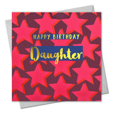 Birthday Card, Daughter Pink Stars, text foiled in shiny gold