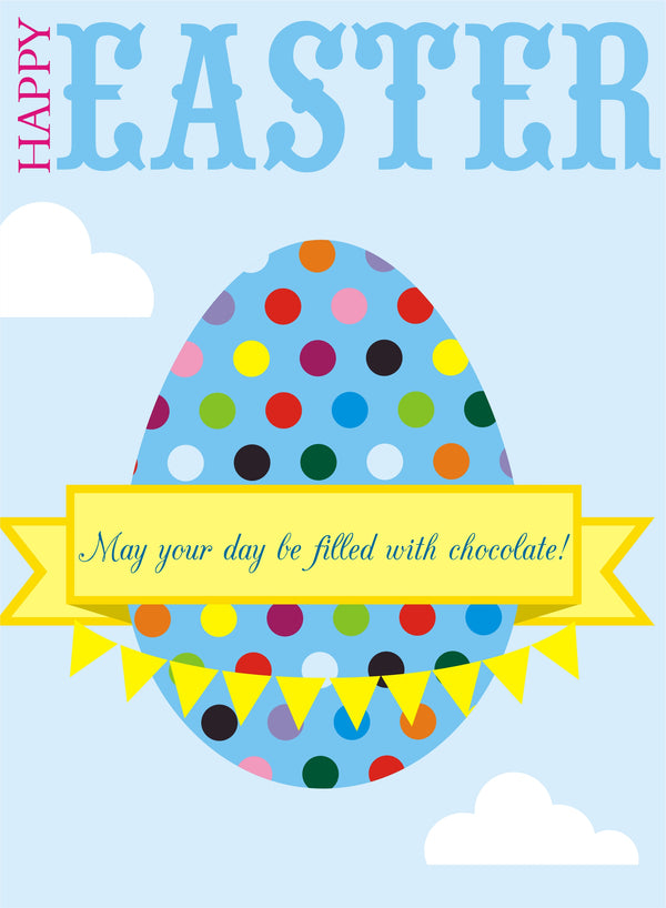 Easter Card, Dotty Easter Egg, May your days be filled with chocolate