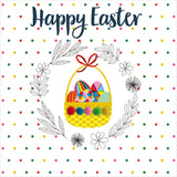 Easter Card, Basket of Eggs, Embellished with colourful pompoms