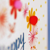 Easter Card, Dots & Flowers, Happy Easter, Embellished with colourful pompoms