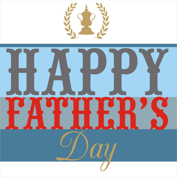 Father's Day Card, Trophy and Golden Laurels, Happy Father's Day