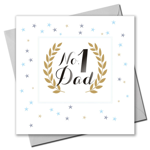 Father's Day Card, Winner Laurel and Stars, No 1 Dad