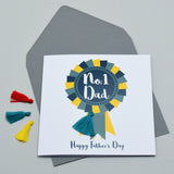 Father's Day Greeting Card, # 1 Dad Rosette, Embellished with a colourful tassel