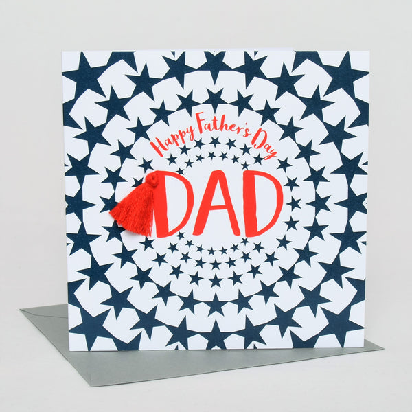 Father's Day Greeting Card, Star Burst Dad, Embellished with a colourful tassel
