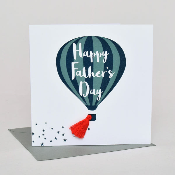 Father's Day Greeting Card, Hot Air Balloon, Embellished with a colourful tassel