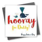 Father's Day Card, Daddy & Baby Whale, Embellished with colourful tassel
