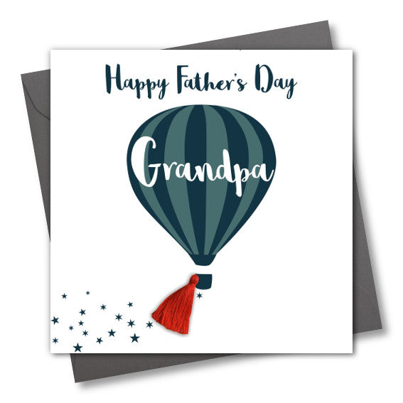 Father's Day Grandpa Card, Hot air Balloon, Tassel Embellished
