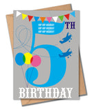 Birthday Card, Blue Age 5, 5th Birthday, Hip Hip Hooray
