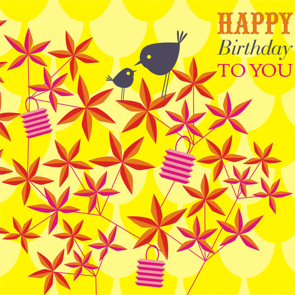 Birthday Card, Birds in Bush, Happy Birthday To You!