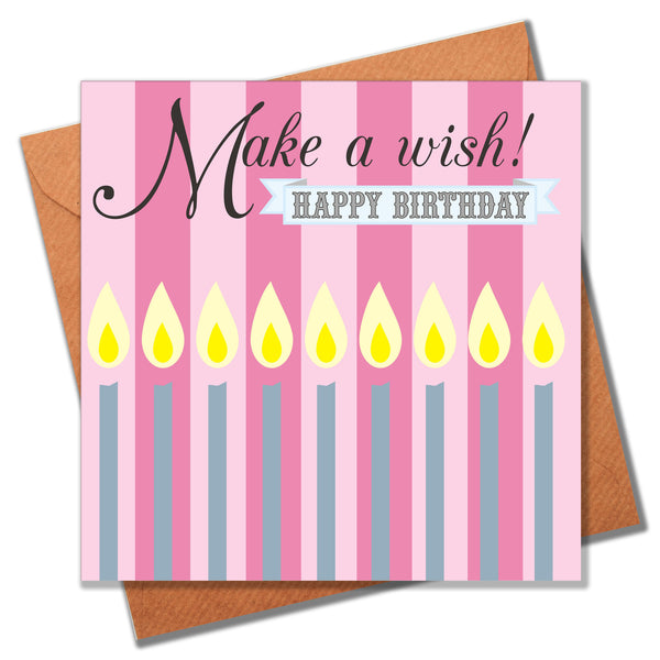 Birthday Card, Candles, Make a Wish! Happy Birthday
