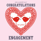 Wedding Engagement Card, Heart and Love Birds, Congratulations
