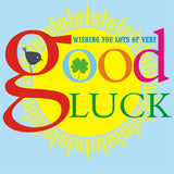 Good Luck Card, Four Leaf Clover, Sun and Bird