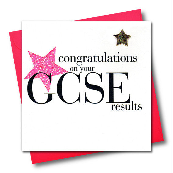 Congratulations on your GCSE results, Pink Star, Embellished with a padded star