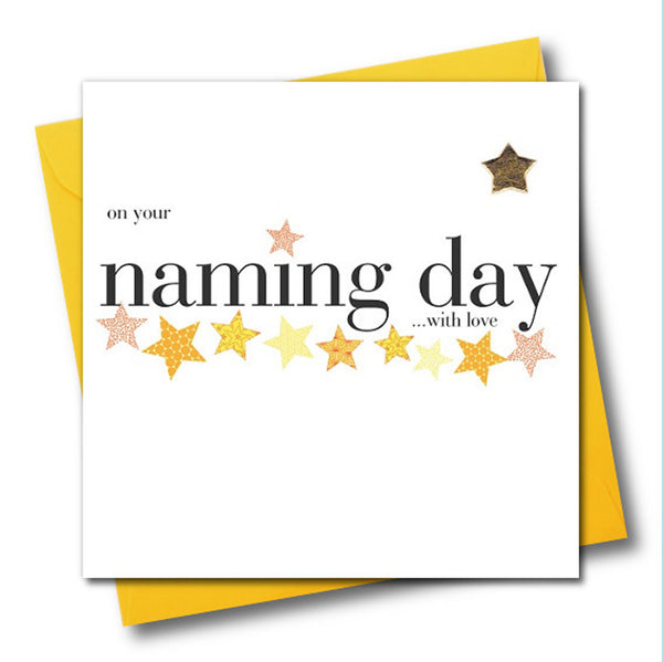 Baby Card, On your naming day with love, Embellished with a padded star
