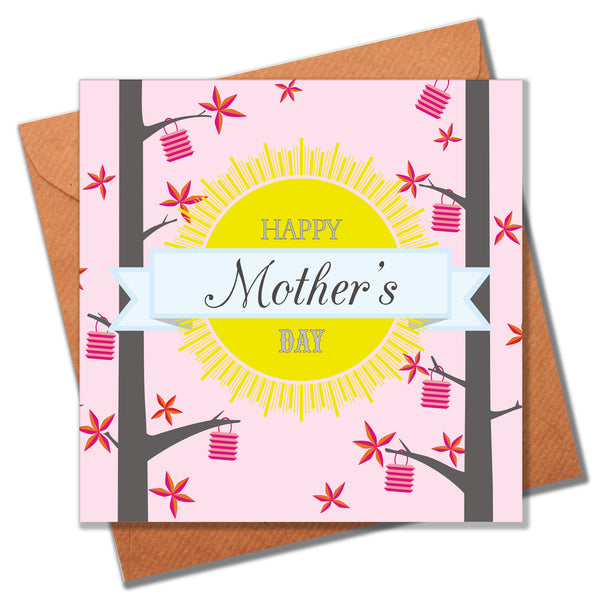 Mother's Day Card, Trees and Lanterns, Happy Mother's Day