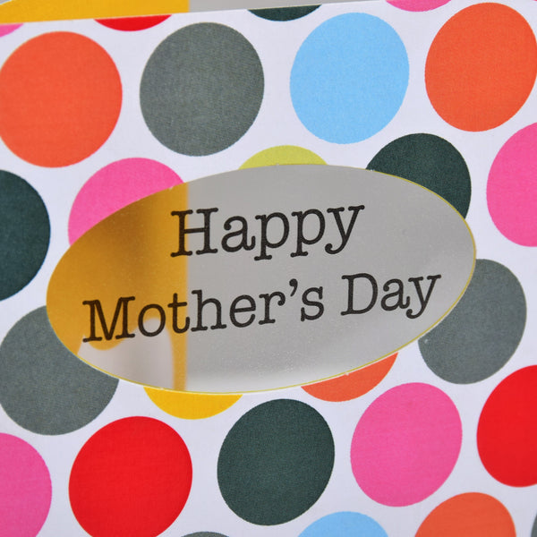 Mother's Day Card, Multicoloured Dots, See through acetate window