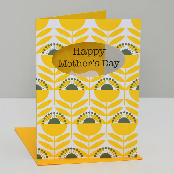 Mother's Day Card, 70's Flowers, Happy Mother's Day, See through acetate window
