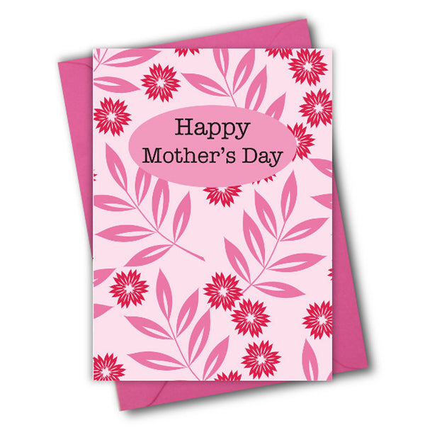 Mother's Day Card, Flowers and Leaves, See through acetate window