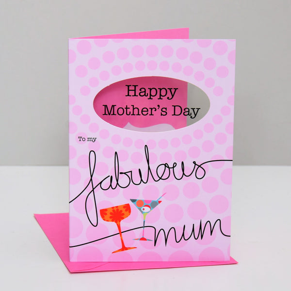 Mother's Day Card, Fabulous Mum, Happy Mother's Day, See through acetate window
