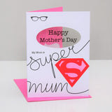 Mother's Day Card, Super Mum, Happy Mother's Day, See through acetate window