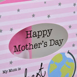 Mother's Day Card, Globe, best mum, See through acetate window