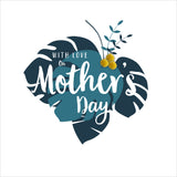 Mother's Day Card, Tropical Leaves, Embellished with colourful pompoms