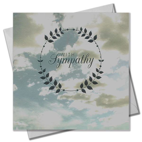 Sympathy Card, Sorry, Thinking of you, Sky & Clouds, Embossed and Foiled text