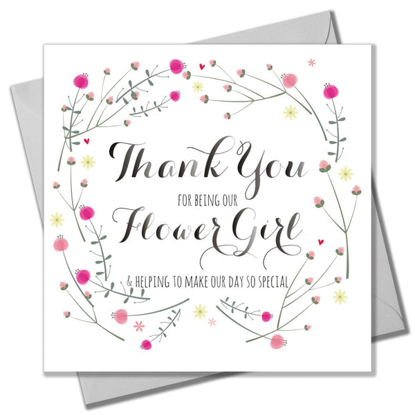 Wedding Card, Flowers, Thank you for being our Flower Girl