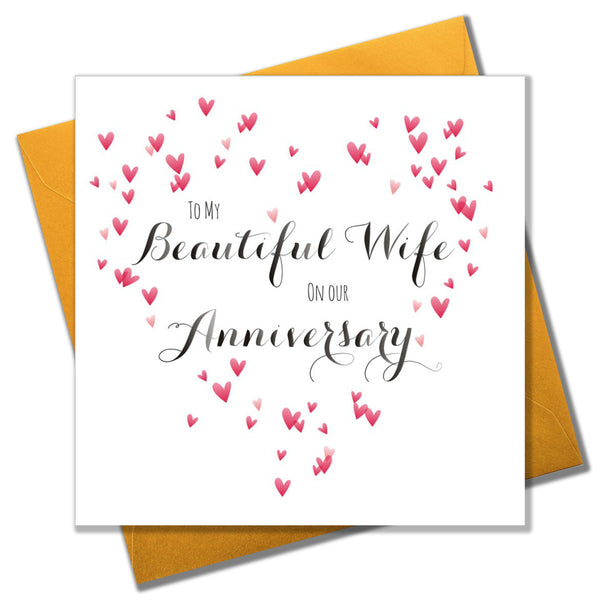 Wedding Card, Heart, Beautiful Wife Anniversary