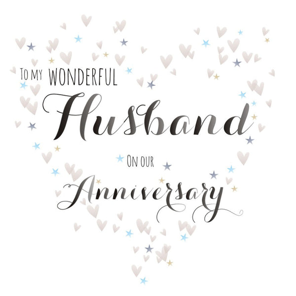 Wedding Card, Heart, Wonderful Husband Anniversary