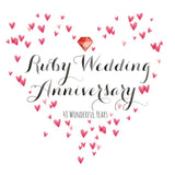 Wedding Card, Hearts, Ruby Wedding Anniversary