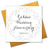 Wedding Card, Gold Flowers, Golden Wedding Anniversary