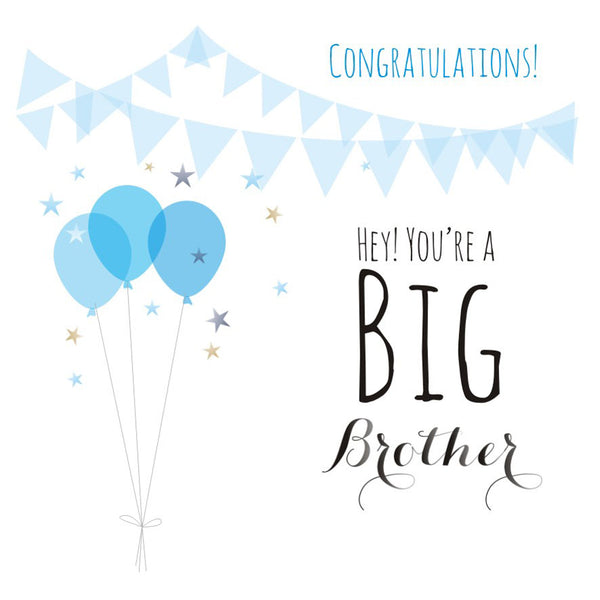 Baby Card, Blue Balloons, Congratulations! Hey! You're a Big Brother#
