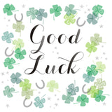 Good Luck Card, Horseshoe and Four Leaf Clover